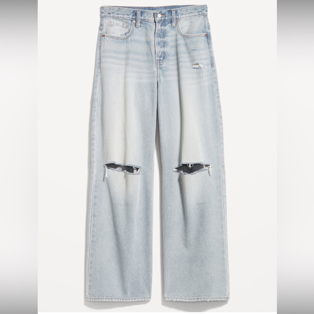 NWT Old Navy Extra High-Waisted Ripped Baggy Wide-Leg Non-Stretch Jeans